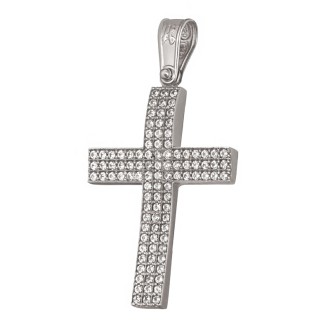 Λευκόχρυσος 14k Γυναικείος σειρέ Σταυρός
