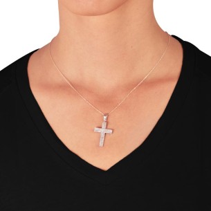 Λευκόχρυσος 14k Γυναικείος σειρέ Σταυρός