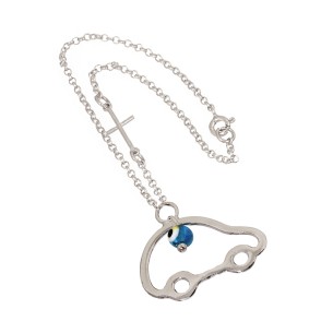 Ασημένιο Γούρι Αυτοκίνητο Μάτι Σταυρός