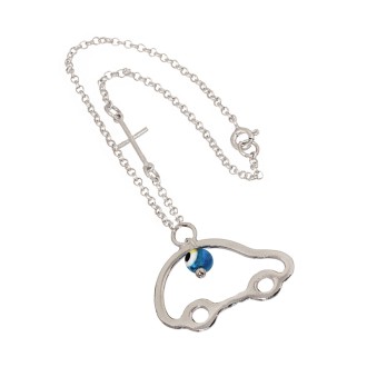 Ασημένιο Γούρι Αυτοκίνητο Μάτι Σταυρός