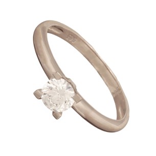 Λευκόχρυσο 14k δαχτυλίδι Μονόπετρο
