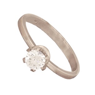 Γυναικείο λευκόχρυσο 14k δαχτυλίδι Μονόπετρο