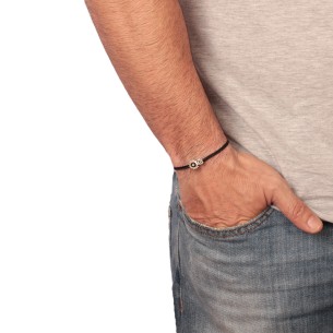 Αντρικό βραχιόλι κορδόνι ασημένιοι Τροχοί
