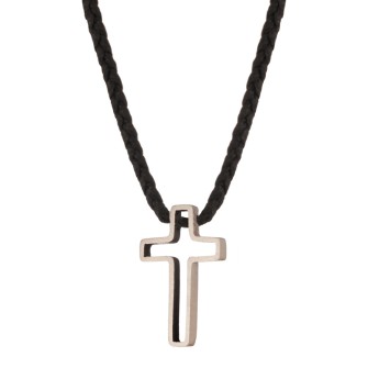 Κολιέ κορδόνι ασημένιος Σταυρός