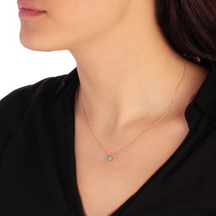 Χρυσό 9k κολιέ Κύκλος Τιρκουάζ