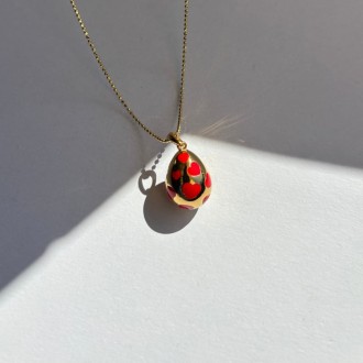 Ασημένιο επίχρυσο κολιέ Πασχαλινό Αυγό Καρδιές