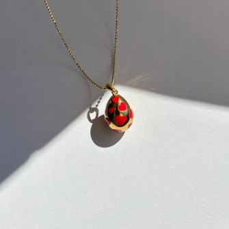 Ασημένιο επίχρυσο κολιέ Πασχαλινό Αυγό Καρδιές