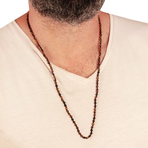 Κολιέ κορδόνι πέτρες Μάτι Τίγρη