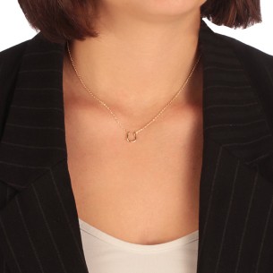 Ασημένιο επίχρυσο κολιέ Πέταλο