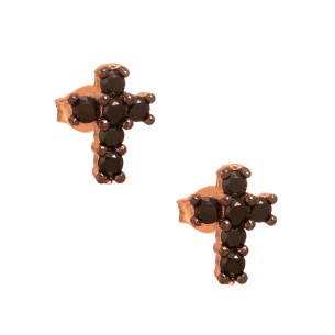 Ασημένια ρόζ επιχρυσωμένα σκουλαρίκια Σταυροί