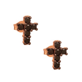 Ασημένια ρόζ επιχρυσωμένα σκουλαρίκια Σταυροί