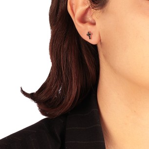 Ασημένια ρόζ επιχρυσωμένα σκουλαρίκια Σταυροί