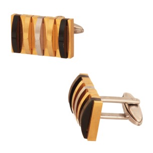 Ατσάλινα επίχρυσα Μανικετόκουμπα Γραμμές