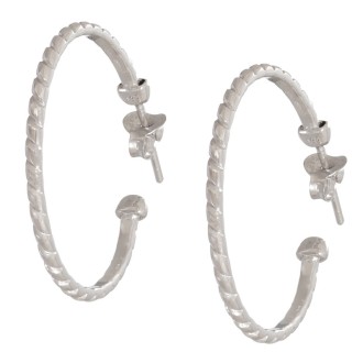 Ασημένια σκουλαρίκια Κρίκοι Πλεξούδα