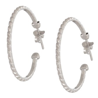 Ασημένια σκουλαρίκια Κρίκοι Πλεξούδα