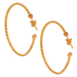 Ασημένια επίχρυσα σκουλαρίκια Κρίκοι Πλεξούδα