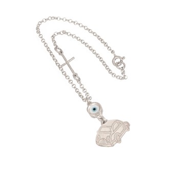 Ασημένιο Γούρι Αυτοκίνητο Μάτι Σταυρός