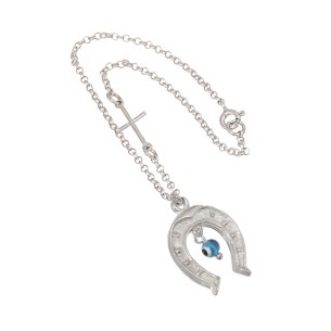 Ασημένιο Γούρι Αυτοκινήτου Πέταλο Μάτι Σταυρός