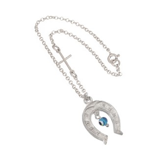 Ασημένιο Γούρι Αυτοκινήτου Πέταλο Μάτι Σταυρός