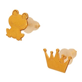 Επίχρυσα σκουλαρίκια Κορώνα Βάτραχος