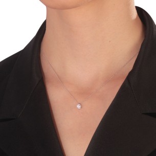 Λευκόχρυσο 9k κολιέ Μονόπετρο