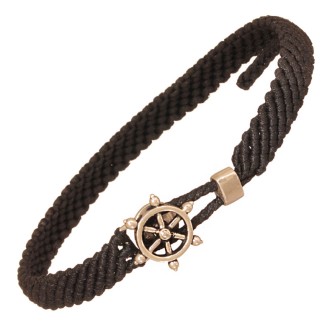 Βραχιόλι κορδόνι ασημένιο Πηδάλιο