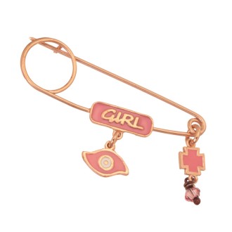 Ρόζ επιχρυσωμένη παιδική Παραμάνα Κορίτσι