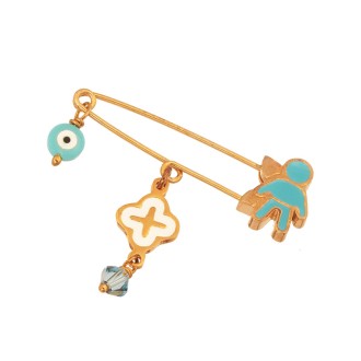 Επίχρυση παιδική Παραμάνα Αγόρι Σταυρός Μάτι