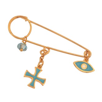 Επίχρυση παιδική Παραμάνα Αγόρι Σταυρός Μάτι