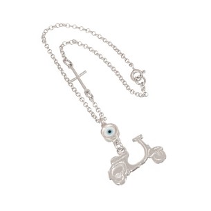 Ασημένιο Γούρι Μοτοσυκλέτα Βέσπα Μάτι Σταυρός