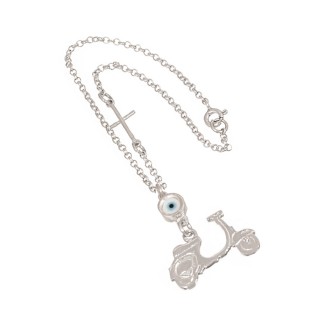 Ασημένιο Γούρι Μοτοσυκλέτα Βέσπα Μάτι Σταυρός