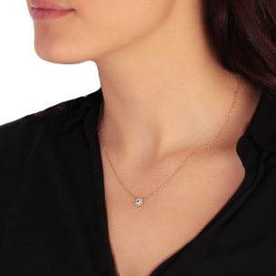 Χρυσό 9k κολιέ Κύκλος Μάτι Φίλντισι