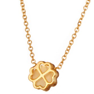 Χρυσό 9k κολιέ Τετράφυλλο Καρδιές Σταυρός