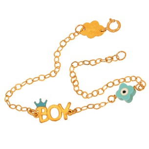 Χρυσό 9k βραχιόλι Ταυτότητα Μάτι Σταυρός