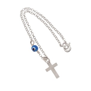 Ασημένιο Γούρι Αυτοκινήτου Σταυρός Μάτι