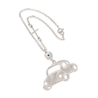 Ασημένιο Γούρι Αυτοκίνητο Μάτι Σταυρός