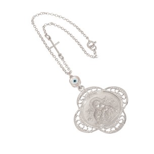 Ασημένιο Γούρι Αυτοκινήτου Μάτι Παναγία