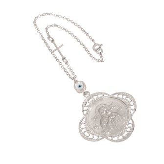 Ασημένιο Γούρι Αυτοκινήτου Μάτι Παναγία