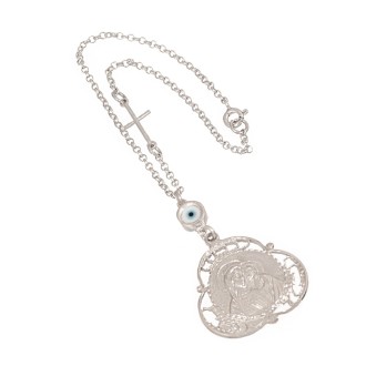 Ασημένιο Γούρι Αυτοκινήτου Μάτι Παναγία