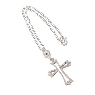 Ασημένιο Γούρι Αυτοκινήτου Σταυρός Μάτι