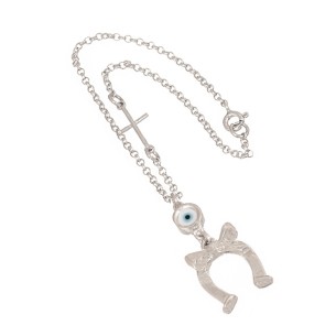 Ασημένιο Γούρι Αυτοκινήτου Πέταλο Μάτι Σταυρός