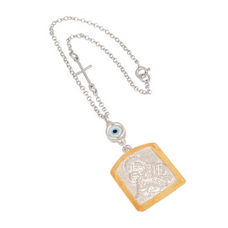 Ασημένιο Γούρι Αυτοκινήτου Εικόνα Μάτι Σταυρός