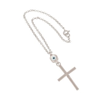 Ασημένιο Γούρι Αυτοκινήτου Σταυρός Μάτι