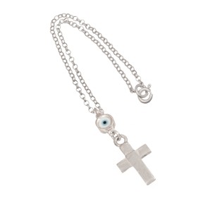 Ασημένιο Γούρι Αυτοκινήτου Σταυρός Μάτι