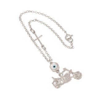 Ασημένιο Γούρι Μοτοσυκλέτα Μάτι Σταυρός