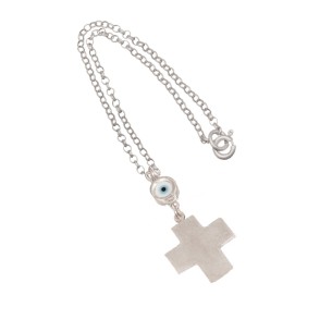 Ασημένιο Γούρι Αυτοκινήτου Σταυρός Μάτι