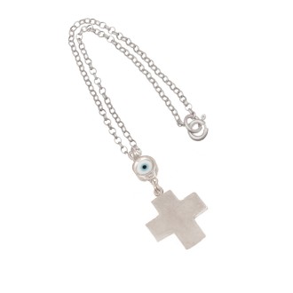 Ασημένιο Γούρι Αυτοκινήτου Σταυρός Μάτι