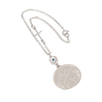 Ασημένιο Γούρι Αυτοκινήτου Μάτι Παναγία