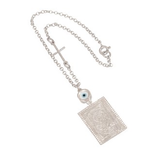 Ασημένιο Γούρι Αυτοκινήτου Εικόνα Μάτι Σταυρός