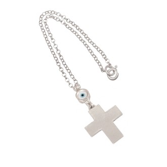 Ασημένιο Γούρι Αυτοκινήτου Σταυρός Μάτι